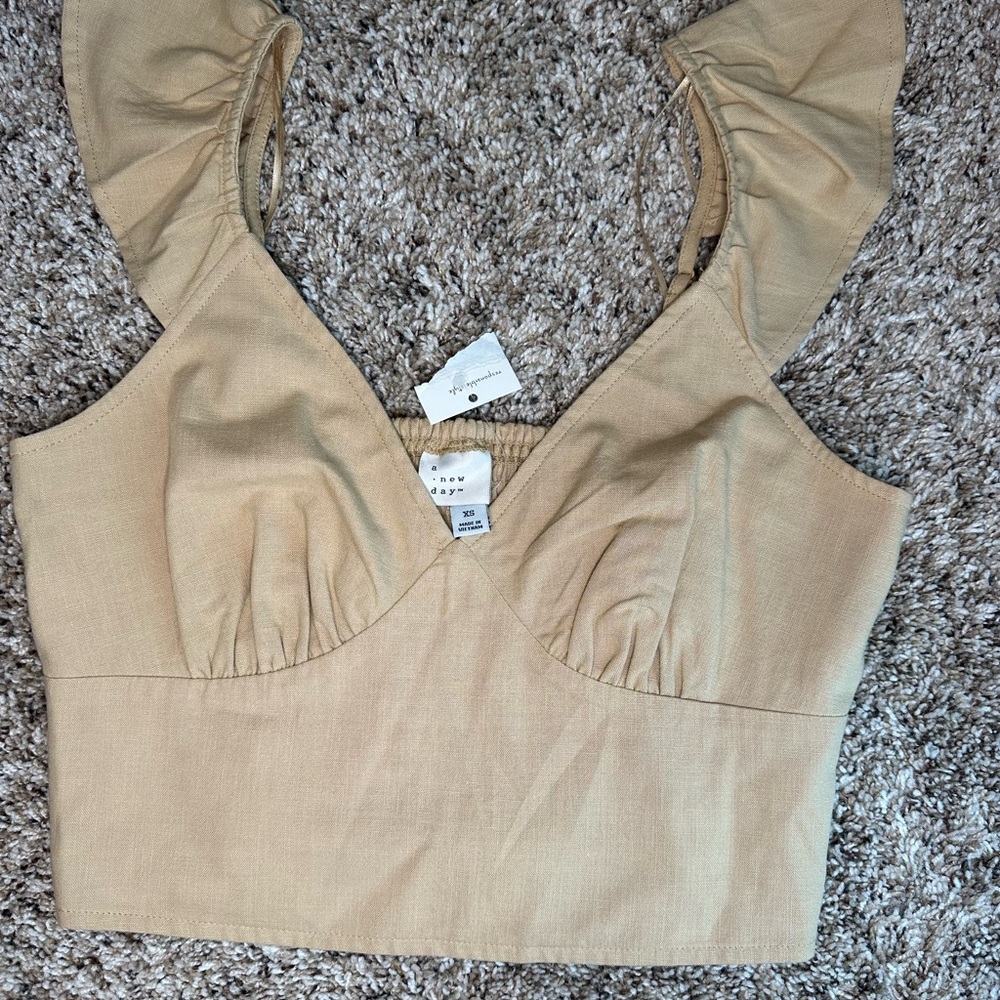 A New Day Beige‎ V-Neck Top